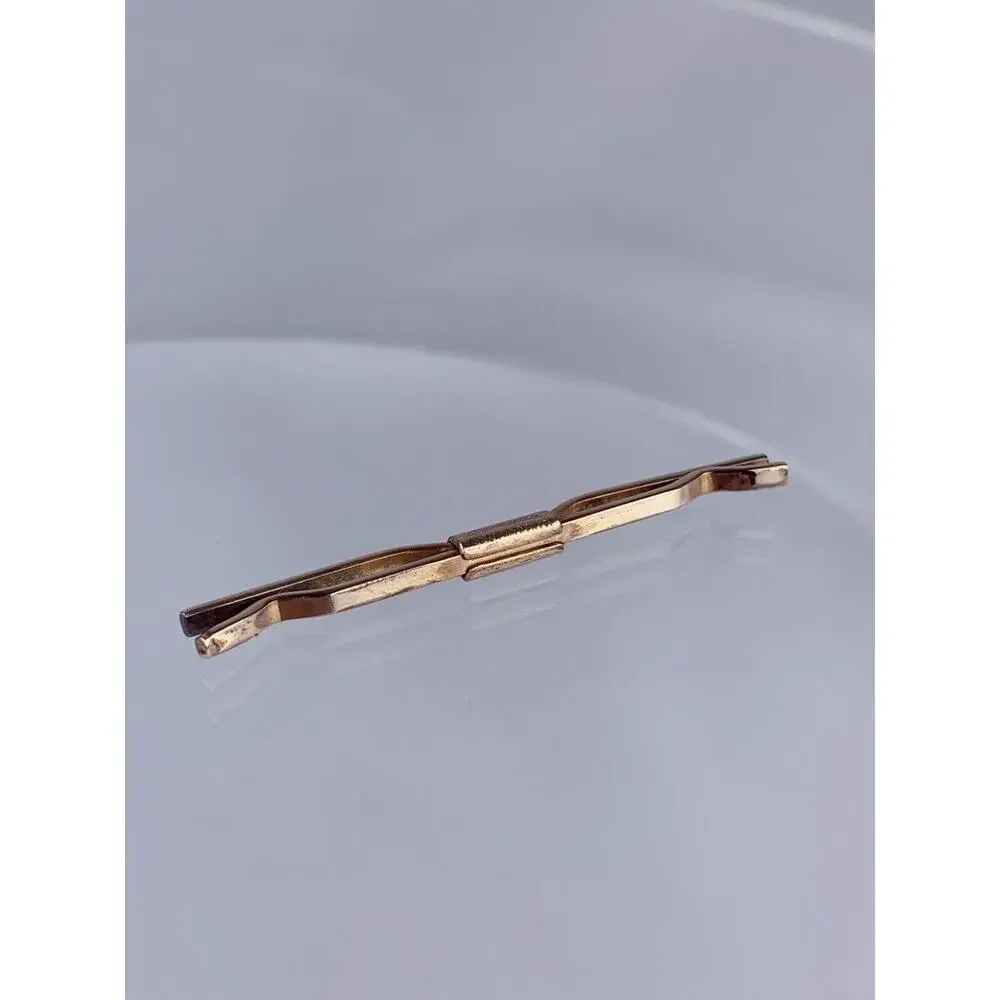 Simple 12k Gold Plated Tie Collar Bar Campus Formal Modern Vintage O1